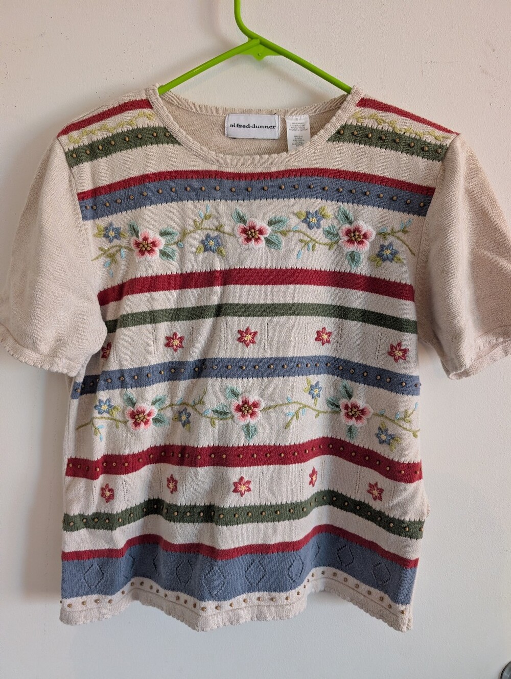 Embroidered Cotton Stripped Knit Top